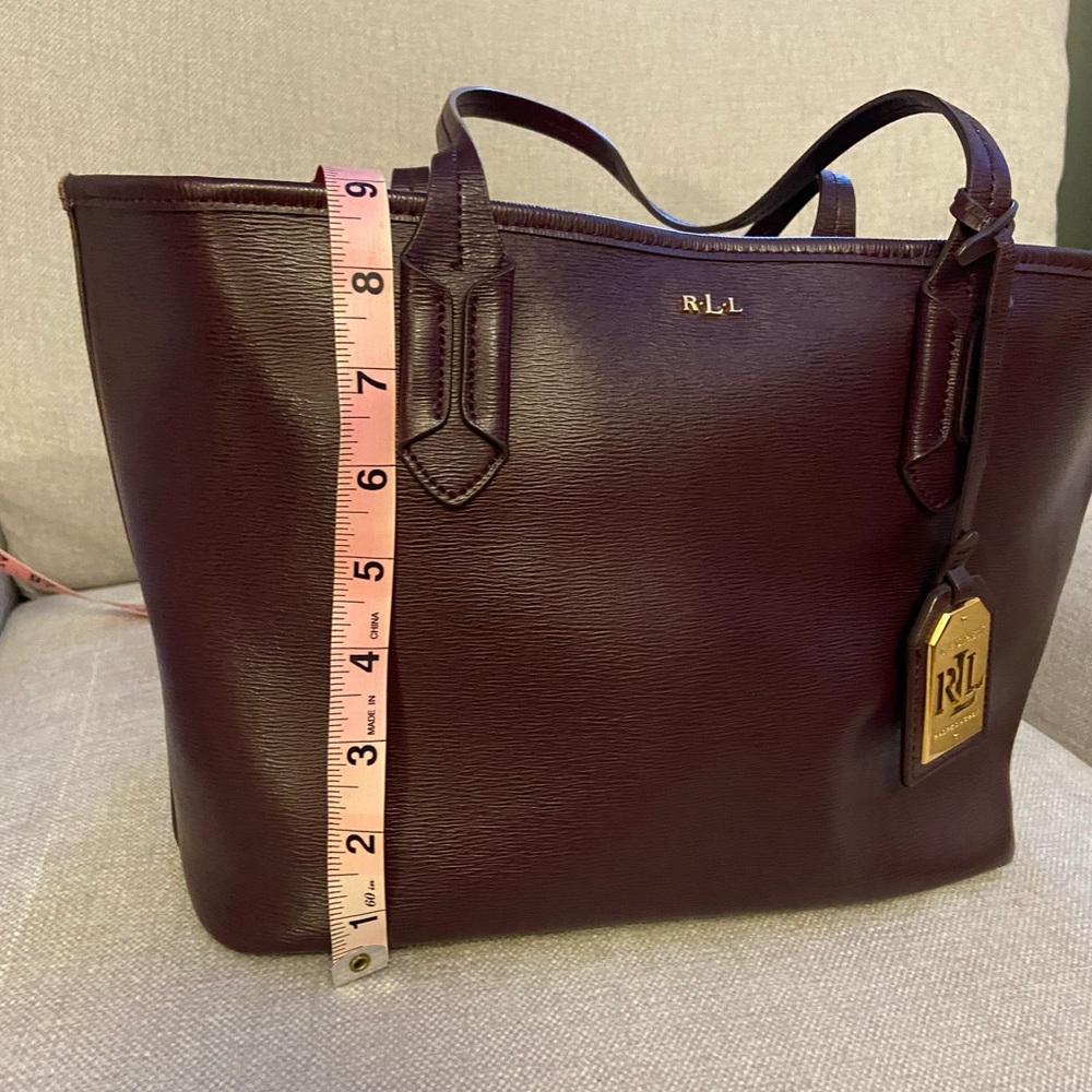 Ralph Lauren Leather Plum Tote Bag - Picture 12 of 15